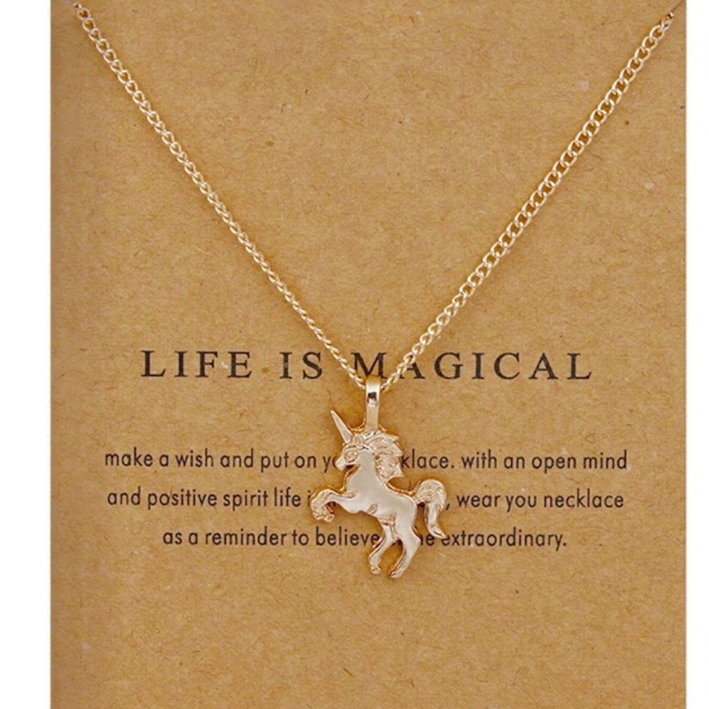 Dainty gold tone unicorn pendant necklace!